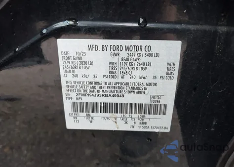 2024 Ford Edge Sel from USA, damaged, VIN 2FMPK4J93RBA49049